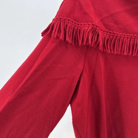 Lady Dorby Red Sweater with Fringe Size 2XL 90s Vintage Boho‎ - Picture 4 of 7